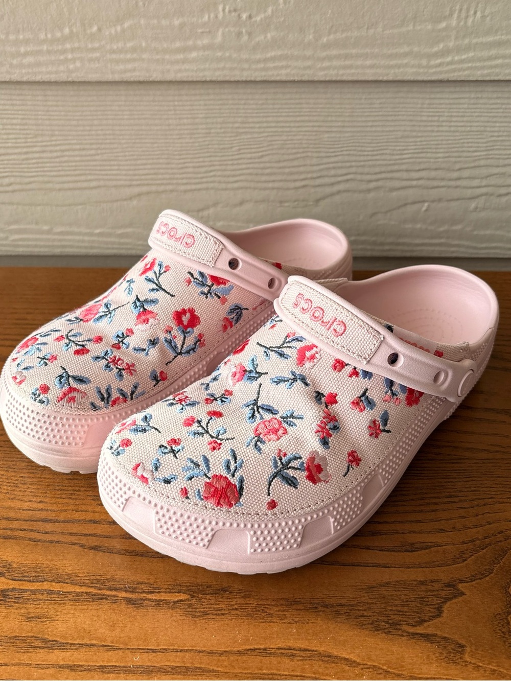 Crocs Crafted Canvas Pink Floral Clogs